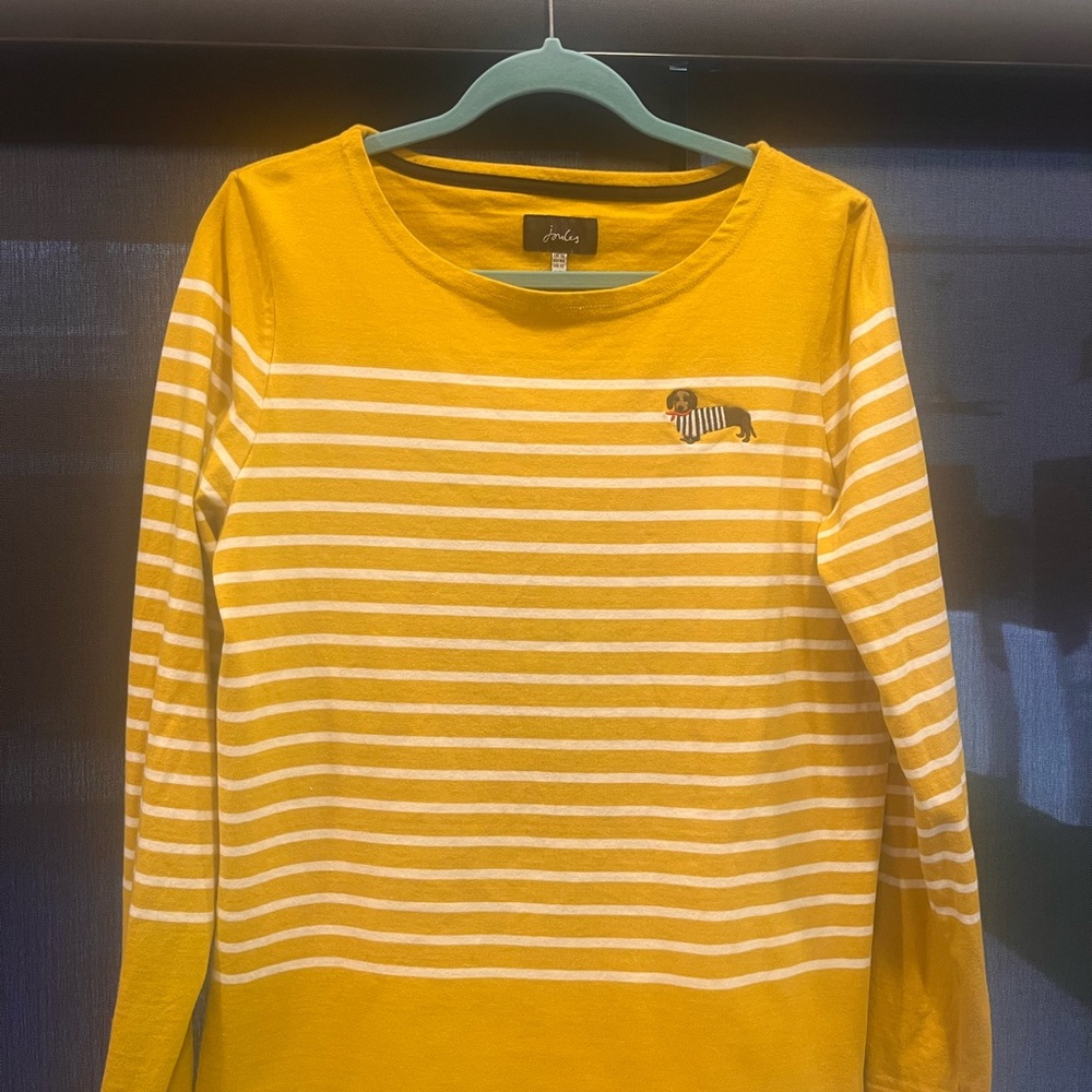 Joules women’s Mustard and White Striped Long Sleeve Sweater - Picture 2 of 5